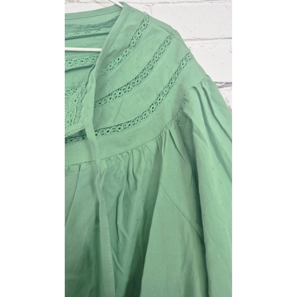 WESTERN PRAIRIE BOHO BLOUSE Universal Thread Mint Lace Trim Swiss Dot M - Picture 5 of 7